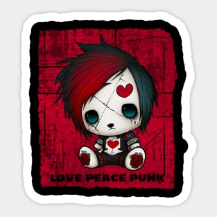 Love, Peace, Punk Chibi Sticker